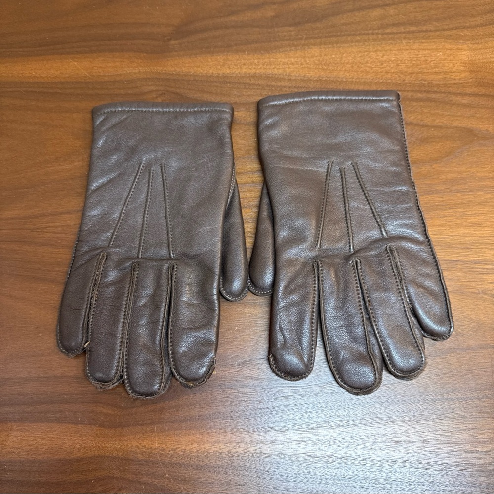 MARSHALL‎ FIELDS Store For Men Real Leather Gloves Top Stitching Sz L Brown Soft